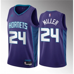Charlotte Hornets 24 Brandon Miller Purple 2022-23 Draft Statement Edition Stitched Basketball Jersey
