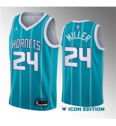 Charlotte Hornets 24 Brandon Miller Teal 2022-23 Draft Icon Edition Stitched Basketball Jersey
