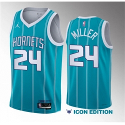 Charlotte Hornets 24 Brandon Miller Teal 2022-23 Draft Icon Edition Stitched Basketball Jersey