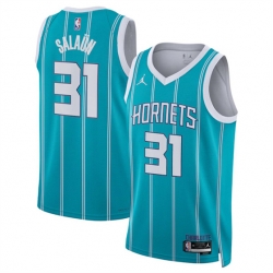 Charlotte Hornets 31 Tidjane Salaun Teal 2024 Draft Icon Edition Stitched Basketball Jersey