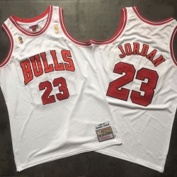 Chicago Bulls 23 Michael Jordan White Champions 1996-97 Hardwood Classics Mesh Jersey