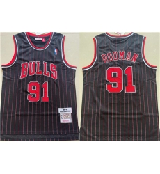 Chicago Bulls 91 Dennis Rodman Black 1996-97 Throwback Stitched Jersey