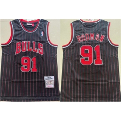 Chicago Bulls 91 Dennis Rodman Black 1996-97 Throwback Stitched Jersey