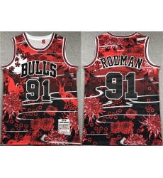 Chicago Bulls 91 Dennis Rodman Black Red Stitched Jersey