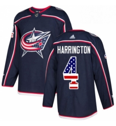 Columbus Blue Jackets 4 Scott Harrington Navy Blue USA Flag Fashion NHL jersey
