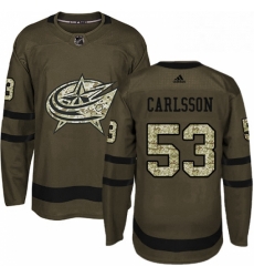Columbus Blue Jackets 53 Gabriel Carlsson Green Salute To Service NHL jersey