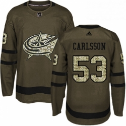 Columbus Blue Jackets 53 Gabriel Carlsson Green Salute To Service NHL jersey