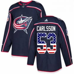 Columbus Blue Jackets 53 Gabriel Carlsson Navy Blue USA Flag Fashion NHL jersey