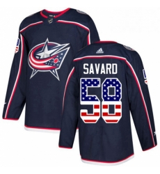 Columbus Blue Jackets 58 David Savard Navy Blue USA Flag Fashion NHL jersey