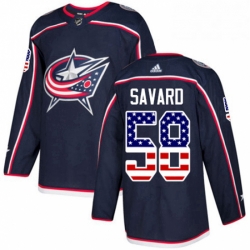 Columbus Blue Jackets 58 David Savard Navy Blue USA Flag Fashion NHL jersey