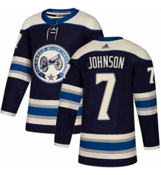 Columbus Blue Jackets 7 Jack Johnson Navy Blue Alternate NHL jersey