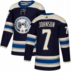 Columbus Blue Jackets 7 Jack Johnson Navy Blue Alternate NHL jersey