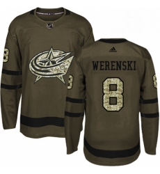 Columbus Blue Jackets 8 Zach Werenski Premier Green Salute To Service NHL jersey