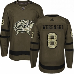 Columbus Blue Jackets 8 Zach Werenski Premier Green Salute To Service NHL jersey