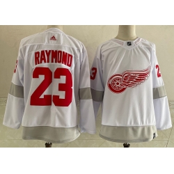 Detroit Red Wings 23 Lucas Raymond White 2020-21 Reverse Retro Jersey