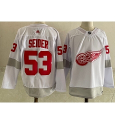 Detroit Red Wings 53 Moritz Seider White 2020-21 Reverse Retro Jersey