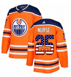 Edmonton Oilers 25 Darnell Nurse Orange USA Flag Fashion NHL jersey