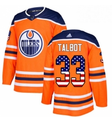 Edmonton Oilers 33 Cam Talbot Orange USA Flag Fashion NHL jersey