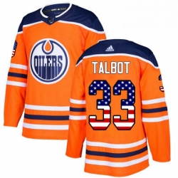 Edmonton Oilers 33 Cam Talbot Orange USA Flag Fashion NHL jersey