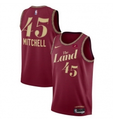 Cleveland Cavaliers 45 Donovan Mitchell Wine 2023-24 City Edition Stitched Jersey