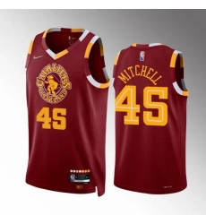Cleveland Cavaliers 45 Donovan Mitchell Wine Red 2021-2022 75th Anniversary City Edition Swingman Stitched Jersey