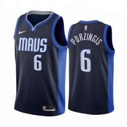 Dallas Mavericks 6 Kristaps Porzingis Navy NBA Swingman 2020-21 Earned Edition Jersey