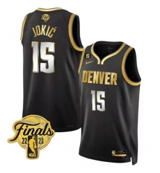Denver Nuggets #15 Nikola Jokic Black 2023 Finals Collection With NO.6 Patch Stitched Basketball Jersey
