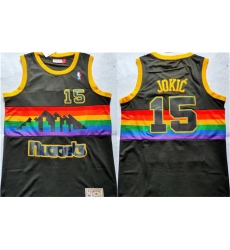 Denver Nuggets 15 Nikola Jokic Black Throwback Stitched Jersey