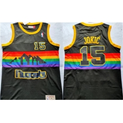 Denver Nuggets 15 Nikola Jokic Black Throwback Stitched Jersey