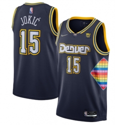 Denver Nuggets 15 Nikola Jokic Navy 2021-22 City Edition 75th Anniversary Stitched Jersey