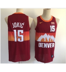 Denver Nuggets 15 Nikola Jokic Red 2021 City Edition NBA Swingman jerseyWith The Sponsor Logo