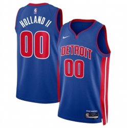Detroit Pistons 00 Ron Holland II Blue 2024 Icon Edition Stitched Jersey