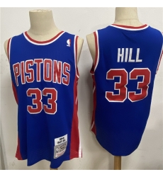 Detroit Pistons 33 Grant Hill Blue 1995-96 Hardwood Classics Jersey