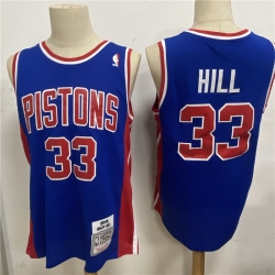 Detroit Pistons 33 Grant Hill Blue 1995-96 Hardwood Classics Jersey