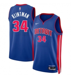 Detroit Pistons 34 Bobi Klintman Blue 2024 Icon Edition Stitched Jersey