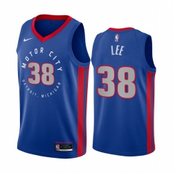 Detroit Pistons 38 Saben Lee Blue NBA Swingman 2020-21 City Edition Jersey