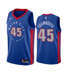 Detroit Pistons 45 Sekou Doumbouya Blue NBA Swingman 2020-21 City Edition Jersey
