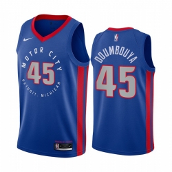 Detroit Pistons 45 Sekou Doumbouya Blue NBA Swingman 2020-21 City Edition Jersey