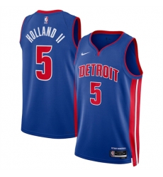 Detroit Pistons 5 Ron Holland II Blue 2024 Draft Icon Edition Stitched Jersey