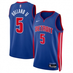 Detroit Pistons 5 Ron Holland II Blue 2024 Draft Icon Edition Stitched Jersey