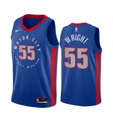 Detroit Pistons 55 Delon Wright Blue NBA Swingman 2020-21 City Edition Jersey
