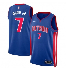 Detroit Pistons 7 Wendell Moore Jr Blue 2024 Icon Edition Stitched Jersey