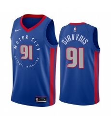 Detroit Pistons 91 Deividas Sirvydis Blue NBA Swingman 2020-21 City Edition Jersey