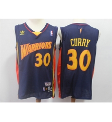 Golden State Warriors #30 Stephen Curry Throwback Navy Hardwood Classics Jersey