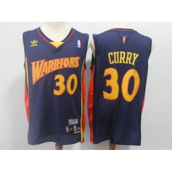 Golden State Warriors #30 Stephen Curry Throwback Navy Hardwood Classics Jersey