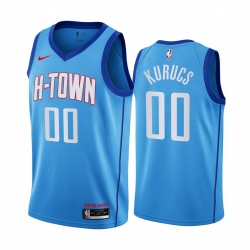 Houston Rockets 00 Rodions Kurucs Blue NBA Swingman 2020-21 City Edition Jersey