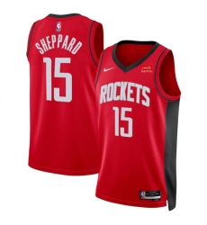 Houston Rockets 15 Reed Sheppard Red 2024 Draft Icon Edition Stitched Jersey