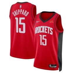 Houston Rockets 15 Reed Sheppard Red 2024 Draft Icon Edition Stitched Jersey