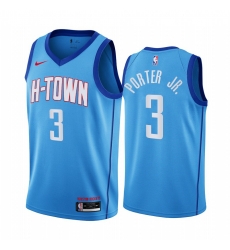 Houston Rockets 3 Kevin Porter Jr Blue NBA Swingman 2020-21 City Edition Jersey