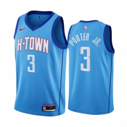 Houston Rockets 3 Kevin Porter Jr Blue NBA Swingman 2020-21 City Edition Jersey